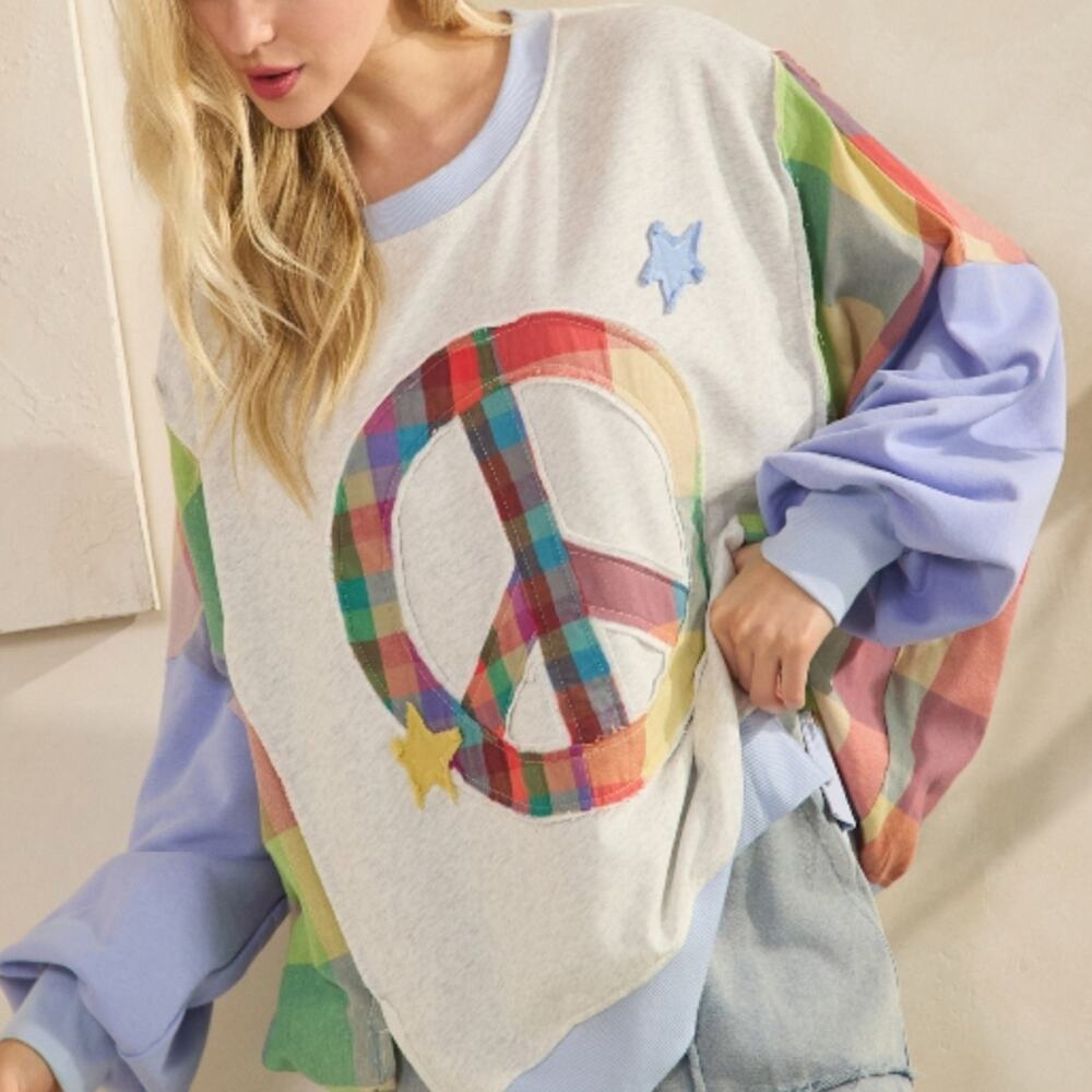 163 |  Patchwork Peacesign Oversized Sweatshirt